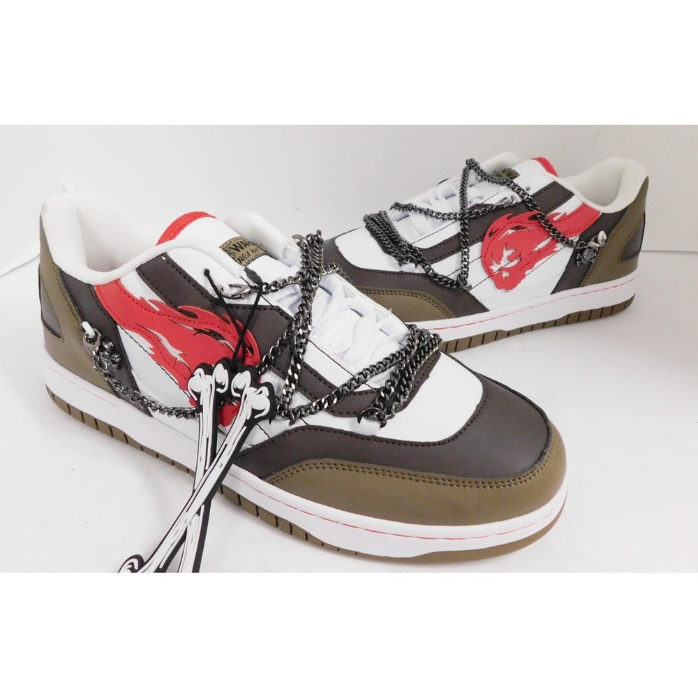 Brand X BrandX.Studio Brown White Chain Lace-Up Low Top sz 7 NEW
